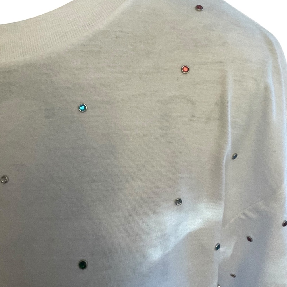 Mighty Fine White Embellished Cropped Tee - Picture 2 of 4